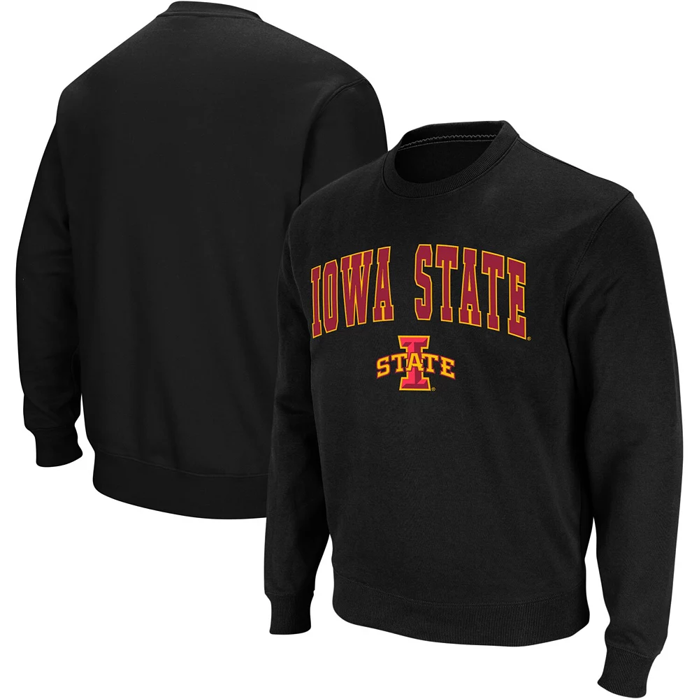Men's Colosseum Black Iowa State Cyclones Arch & Logo Crew Neck Sweatshirt - Image 2