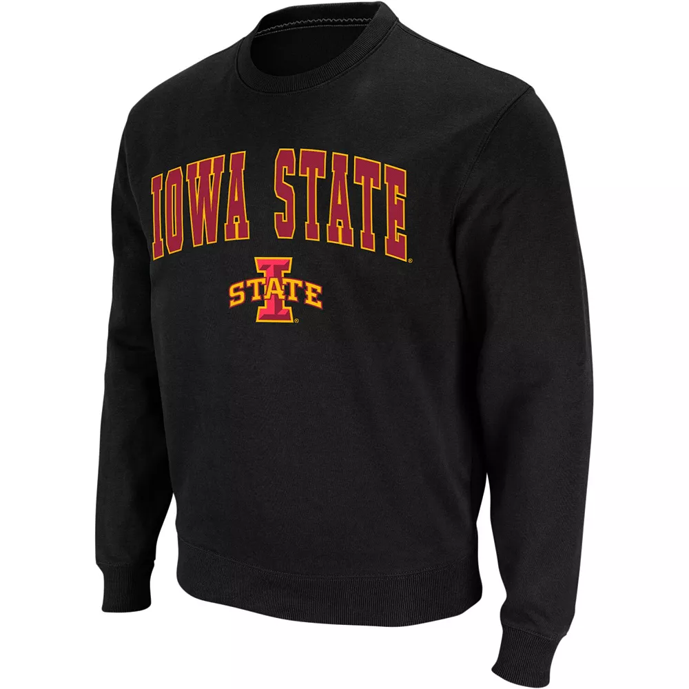 Men's Colosseum Black Iowa State Cyclones Arch & Logo Crew Neck Sweatshirt - Image 3