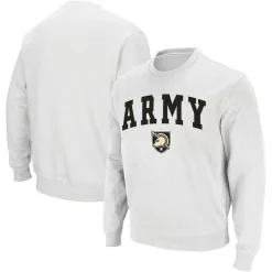 Men's Colosseum White Army Black Knights Arch & Logo Crew Neck Sweatshirt