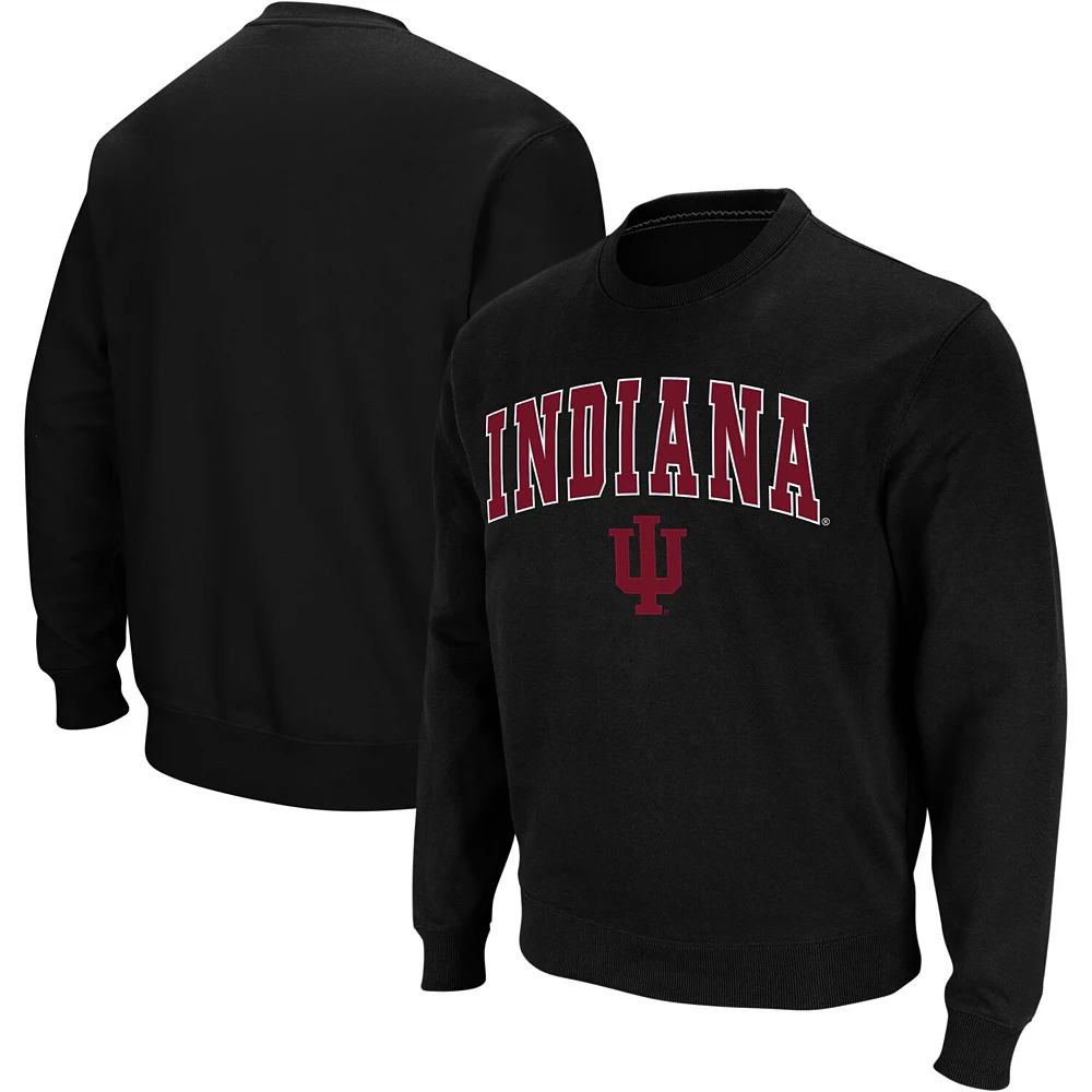 Men's Colosseum Black Indiana Hoosiers Arch & Logo Crew Neck Sweatshirt - Image 2