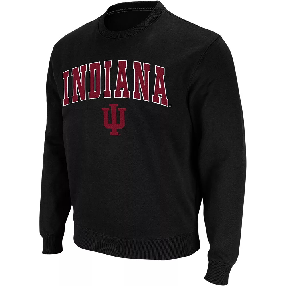 Men's Colosseum Black Indiana Hoosiers Arch & Logo Crew Neck Sweatshirt - Image 3