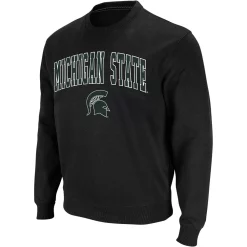 Men's Colosseum Black Michigan State Spartans Arch & Logo Crew Neck Sweatshirt