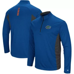 Men's Colosseum Heathered Royal/Black Florida Gators Audible Windshirt Quarter-Zip Pullover Jacket