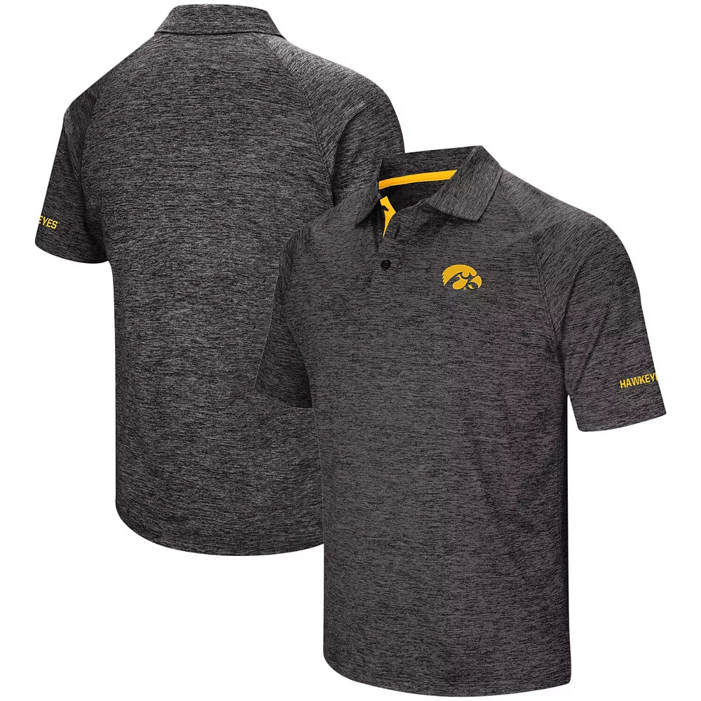 Men's Colosseum Black Iowa Hawkeyes Big & Tall Down Swing Polo