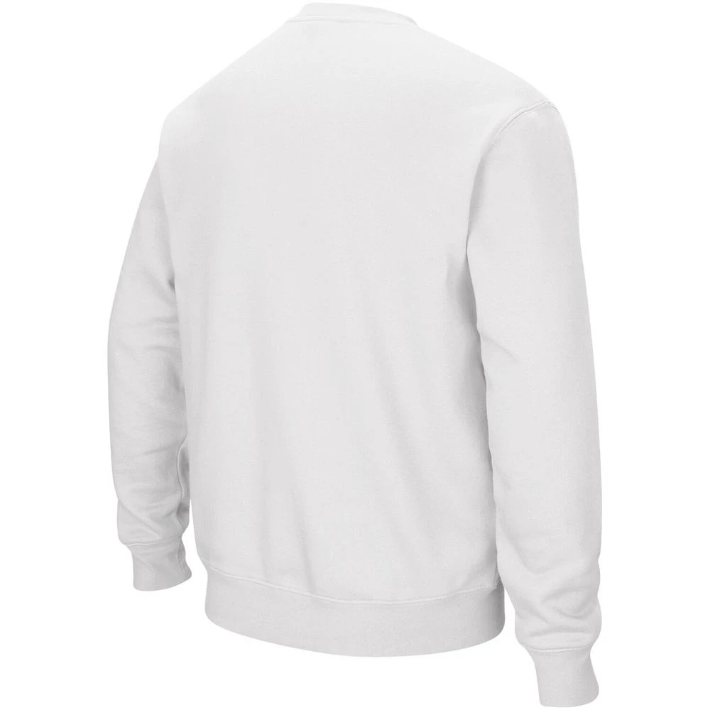 Men's Colosseum White Arkansas Razorbacks Arch & Logo Crew Neck Sweatshirt - Image 4