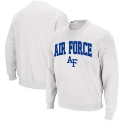 Men's Colosseum White Air Force Falcons Arch & Logo Sweatshirt