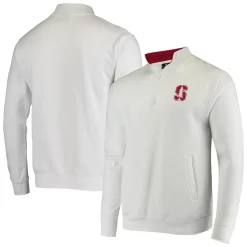Men's Colosseum White Stanford Cardinal Tortugas Logo Quarter-Zip Jacket