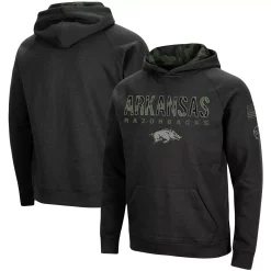 Men's Colosseum Black Arkansas Razorbacks Big & Tall OHT Military Appreciation Raglan Pullover Hoodie