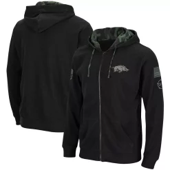 Men's Colosseum Black Arkansas Razorbacks OHT Military Appreciation Waffle Full-Zip Hoodie