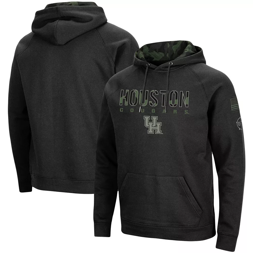 Men's Colosseum Black Houston Cougars OHT Military Appreciation Camo Pullover Hoodie - Image 2