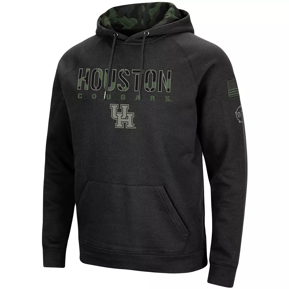 Men's Colosseum Black Houston Cougars OHT Military Appreciation Camo Pullover Hoodie - Image 3