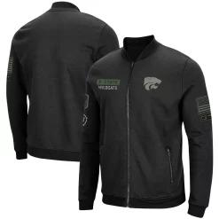 Men's Colosseum Black Kansas State Wildcats OHT Military Appreciation High-Speed Bomber Full-Zip Jacket