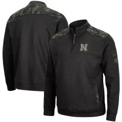 Men's Colosseum Black Nebraska Huskers OHT Military Appreciation Commo Fleece Quarter-Zip Jacket