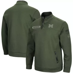 Men's Colosseum Olive Michigan Wolverines OHT Military Appreciation Digit Quarter-Snap Jacket