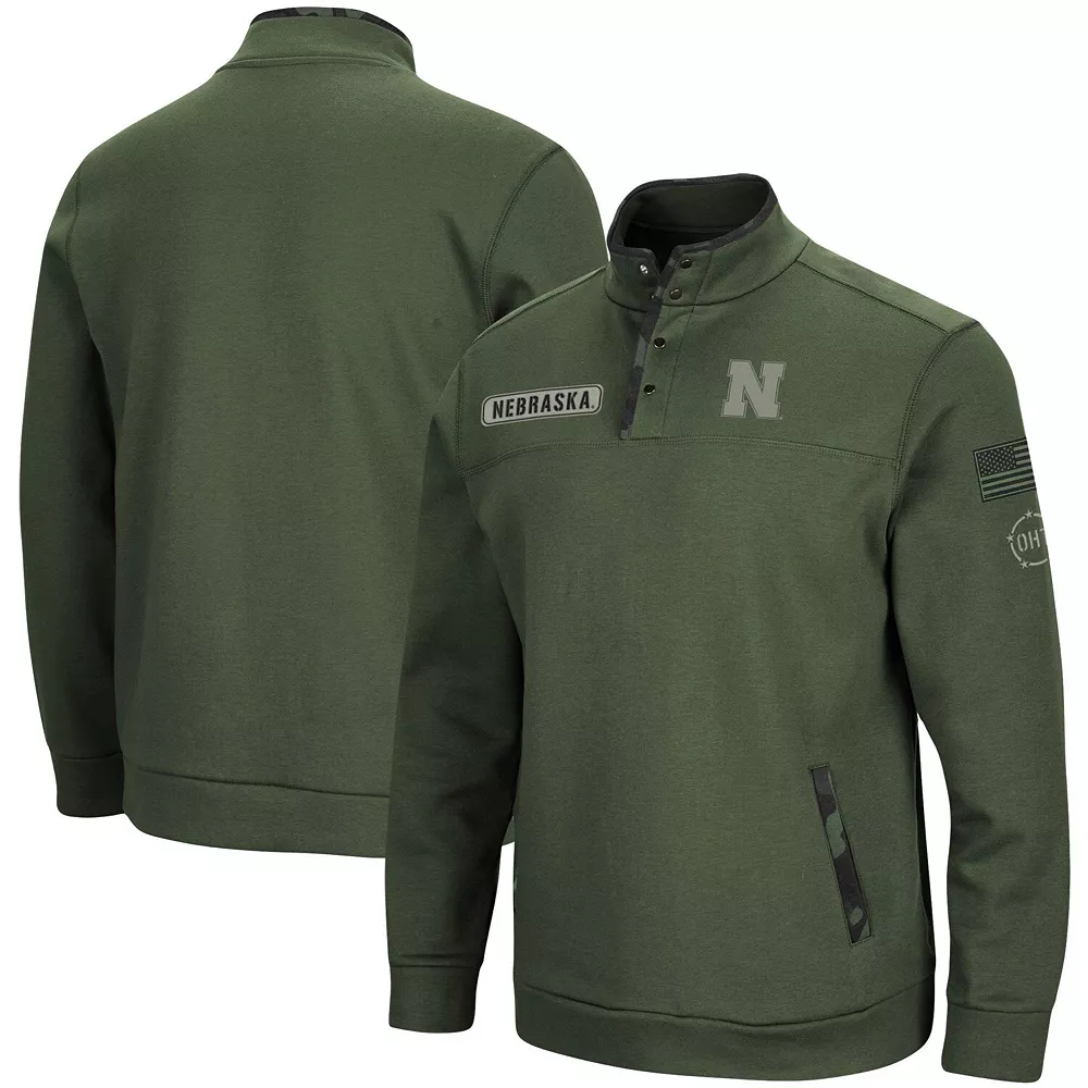 Men's Colosseum Olive Nebraska Huskers OHT Military Appreciation Digit Quarter-Snap Jacket - Image 2