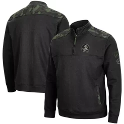 Men's Colosseum Black Florida State Seminoles OHT Military Appreciation Commo Fleece Quarter-Zip Jacket