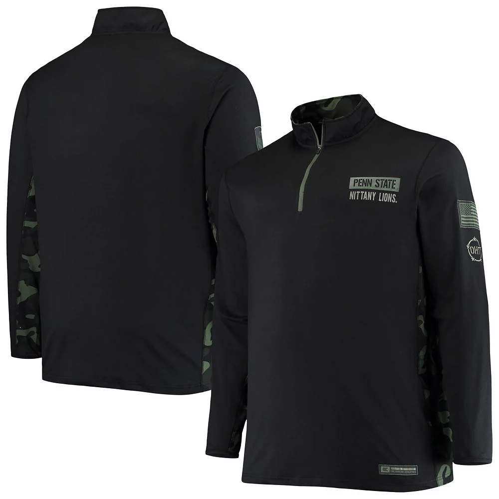 Men's Colosseum Black Penn State Nittany Lions OHT Military Appreciation Big & Tall Quarter-Zip Jacket - Image 2