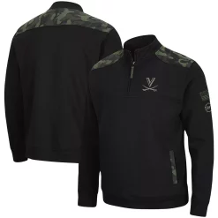 Men's Colosseum Black Virginia Cavaliers OHT Military Appreciation Commo Fleece Quarter-Zip Jacket