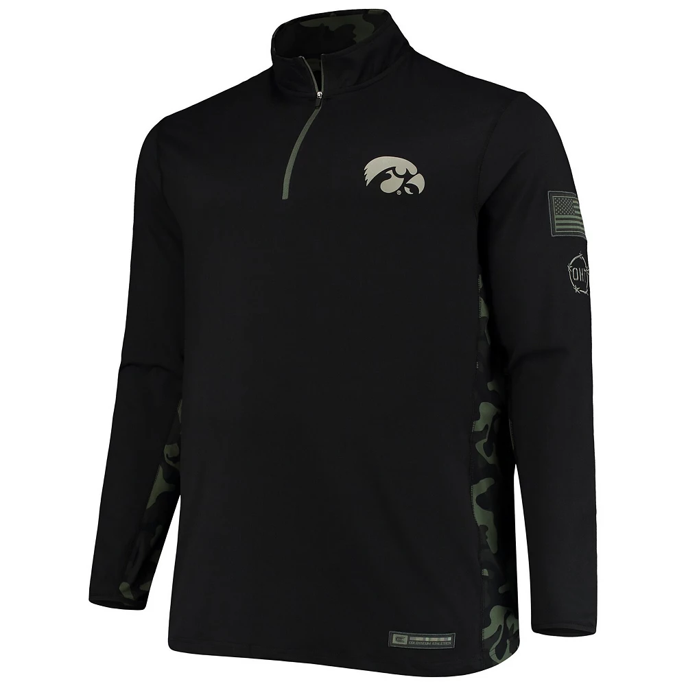 Men's Colosseum Black Iowa Hawkeyes OHT Military Appreciation Big & Tall Quarter-Zip Jacket - Image 2