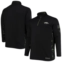 Men's Colosseum Black Arkansas Razorbacks OHT Military Appreciation Big & Tall Quarter-Zip Jacket