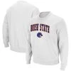 Men's Colosseum White Boise State Broncos Arch & Logo Tackle Twill Pullover Sweatshirt