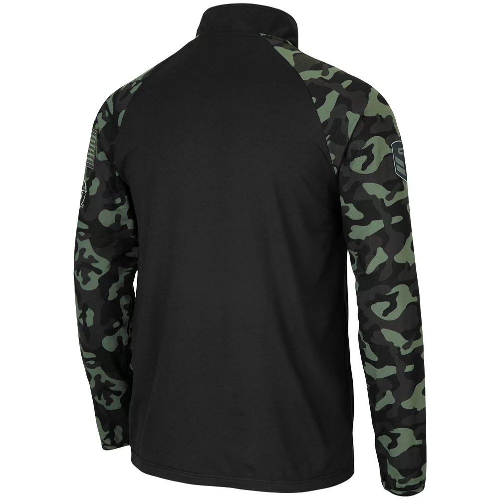 Men's Colosseum Black Georgia Southern Eagles OHT Military Appreciation Take Flight Raglan Quarter-Zip Jacket - Image 4