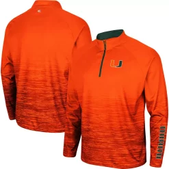 Men's Colosseum Orange Miami Hurricanes Revertigo Raglan Quarter-Zip Jacket