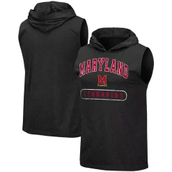 Men's Colosseum Black Maryland Terrapins Varsity Hoodie Tank Top