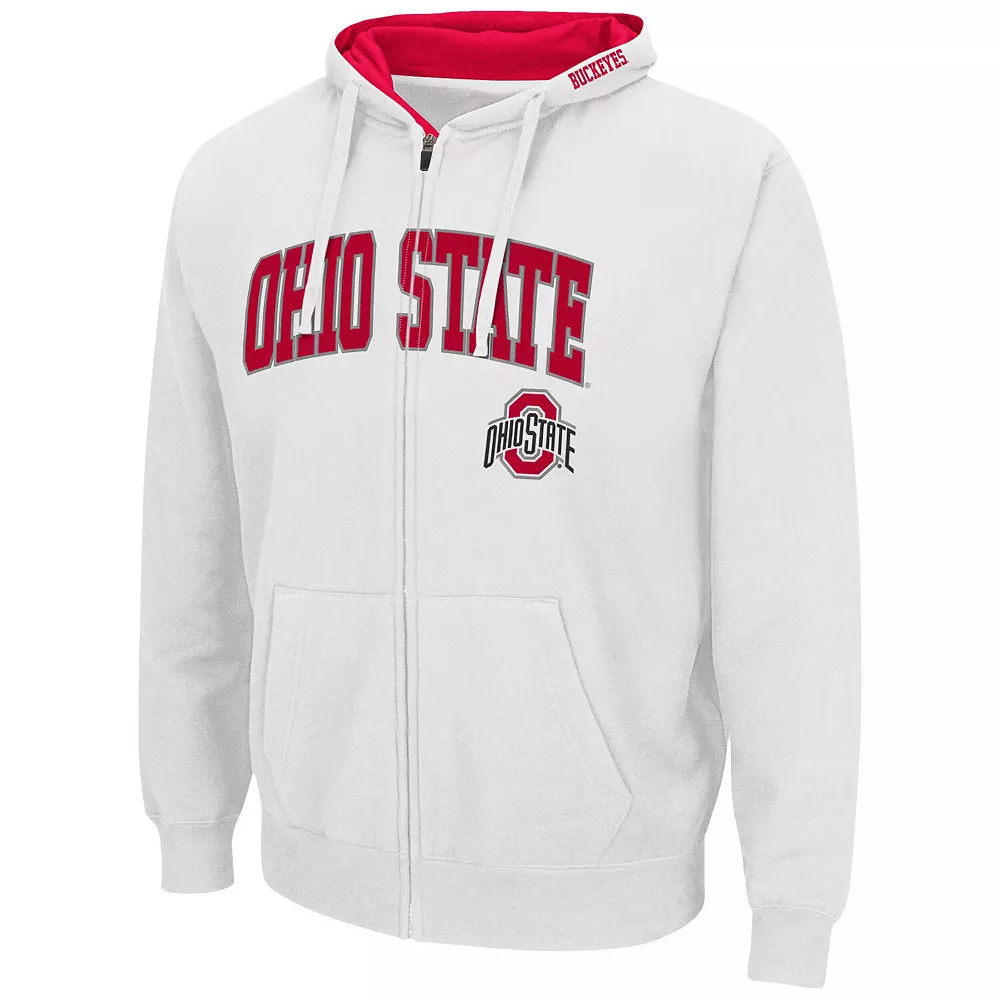 Men's Colosseum White Ohio State Buckeyes Arch & Logo 3.0 Full-Zip Hoodie - Image 3