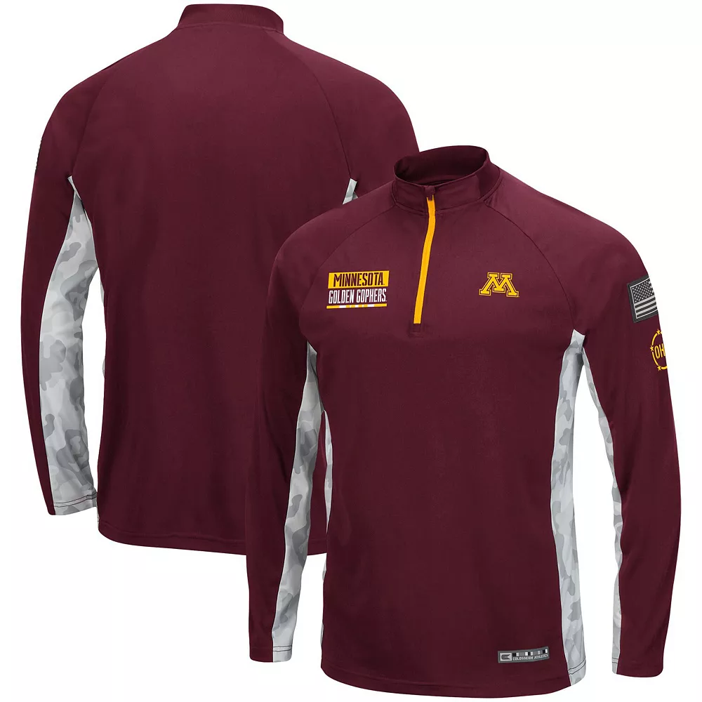 Men's Colosseum Maroon Minnesota Golden Gophers OHT Military Appreciation Snow Cruise Raglan 1/4-Zip Jacket - Image 2