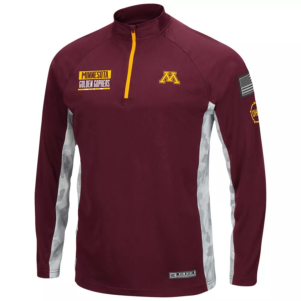 Men's Colosseum Maroon Minnesota Golden Gophers OHT Military Appreciation Snow Cruise Raglan 1/4-Zip Jacket - Image 3