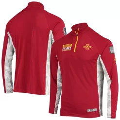 Men's Colosseum Cardinal Iowa State Cyclones OHT Military Appreciation Snow Cruise Raglan 1/4-Zip Jacket
