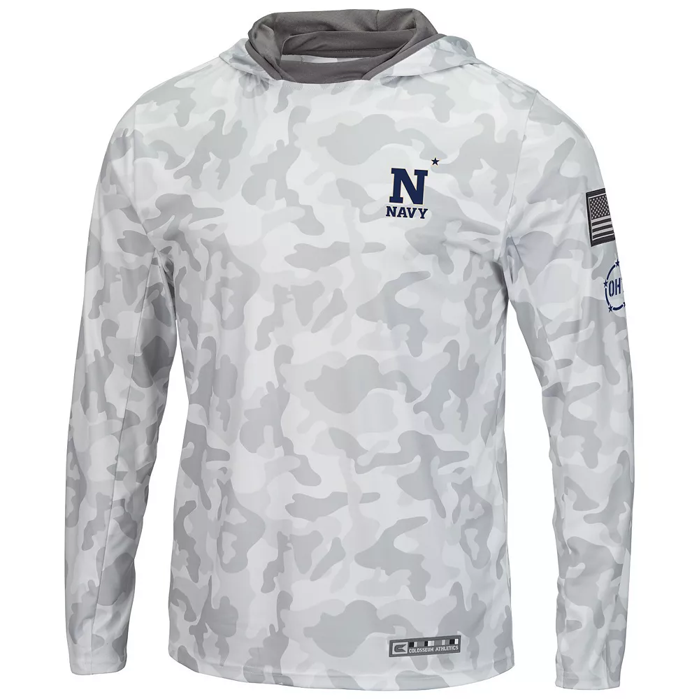 Men's Colosseum Arctic Camo Navy Midshipmen OHT Military Appreciation Long Sleeve Hoodie Top - Image 2