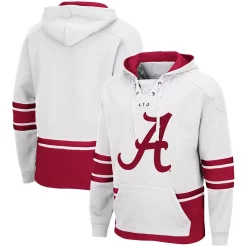 Men's Colosseum White Alabama Crimson Tide Lace Up 3.0 Pullover Hoodie