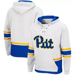 Men's Colosseum White Pitt Panthers Lace Up 3.0 Pullover Hoodie