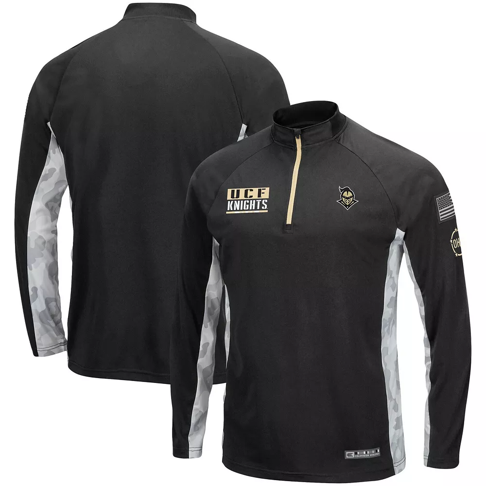 Men's Colosseum Black UCF Knights OHT Military Appreciation Snow Cruise Raglan 1/4-Zip Jacket - Image 2