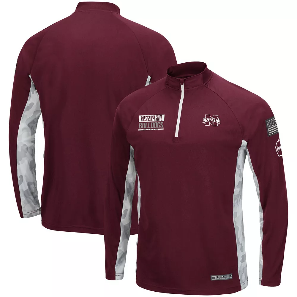 Men's Colosseum Maroon Mississippi State Bulldogs OHT Military Appreciation Snow Cruise Raglan 1/4-Zip Jacket - Image 2