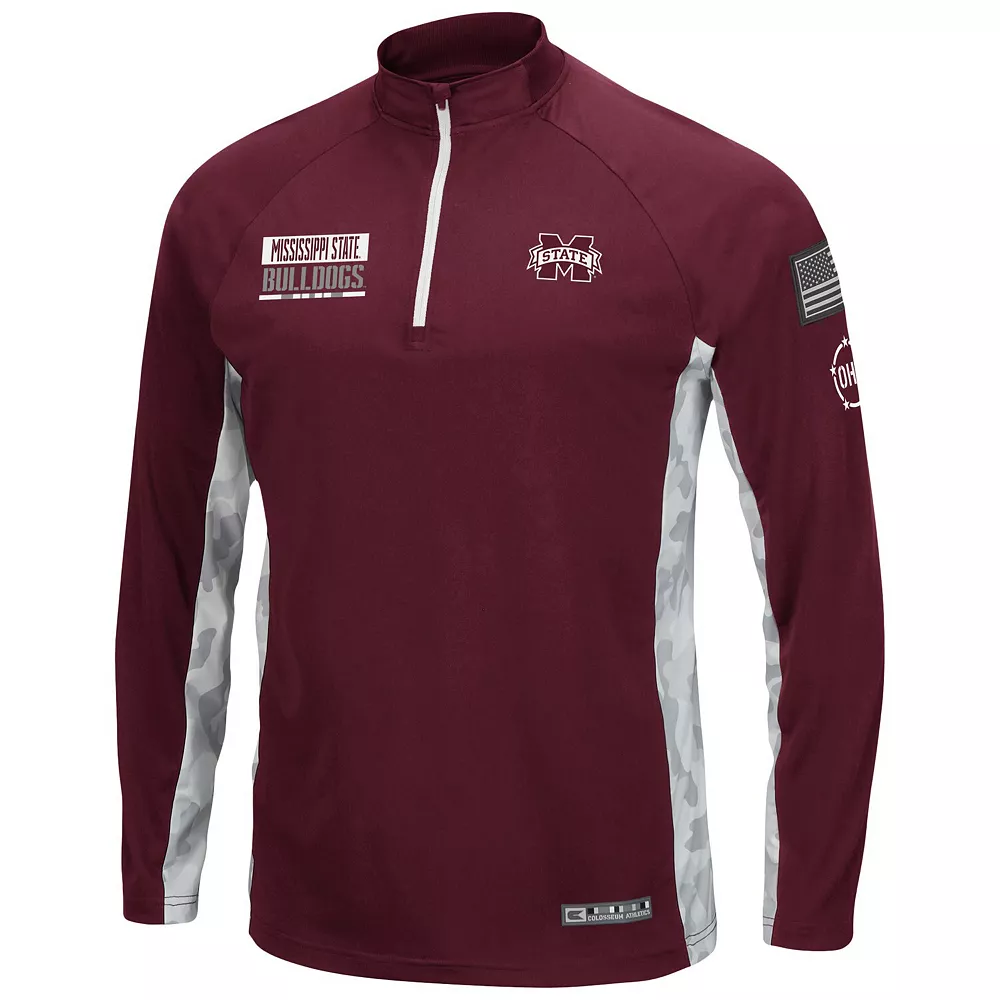 Men's Colosseum Maroon Mississippi State Bulldogs OHT Military Appreciation Snow Cruise Raglan 1/4-Zip Jacket - Image 3