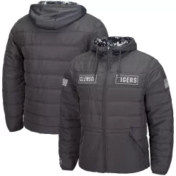 Men's Colosseum Charcoal Clemson Tigers OHT Military Appreciation Digital Camo Detail Full-Zip Puffer Jacket