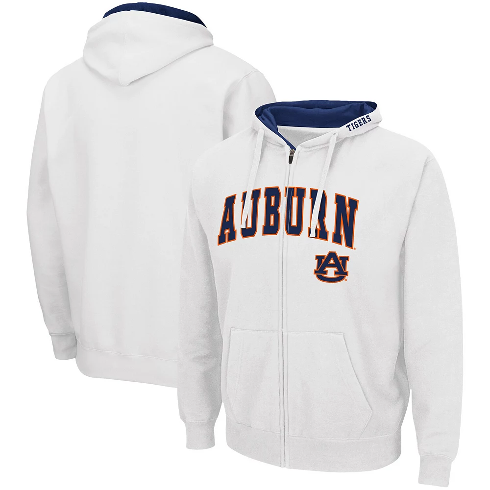 Men's Colosseum White Auburn Tigers Arch & Logo 3.0 Full-Zip Hoodie - Image 2