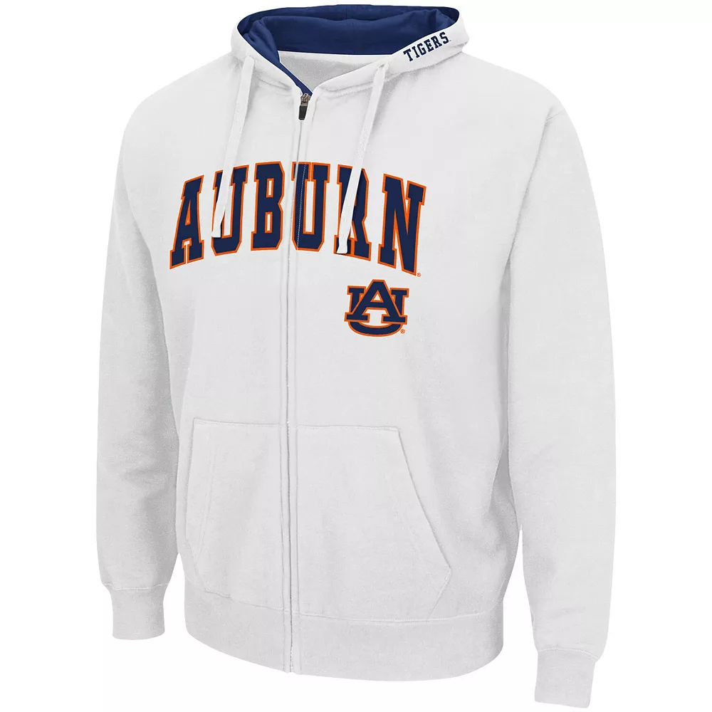 Men's Colosseum White Auburn Tigers Arch & Logo 3.0 Full-Zip Hoodie - Image 3