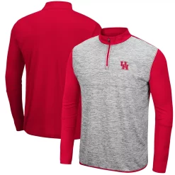 Men's Colosseum Heathered Gray/Red Houston Cougars Prospect Quarter-Zip Jacket