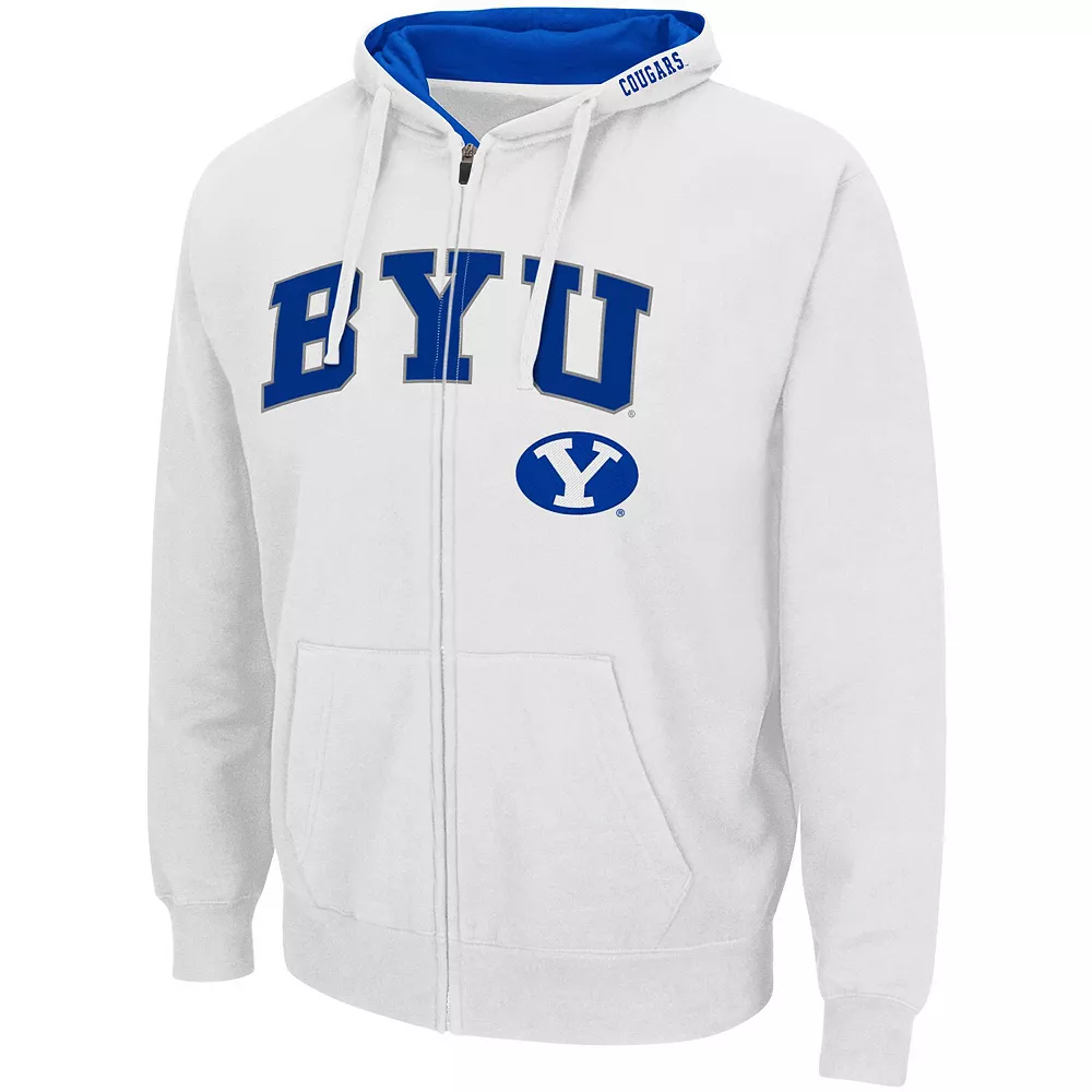 Men's Colosseum White BYU Cougars Arch & Logo 3.0 Full-Zip Hoodie - Image 3