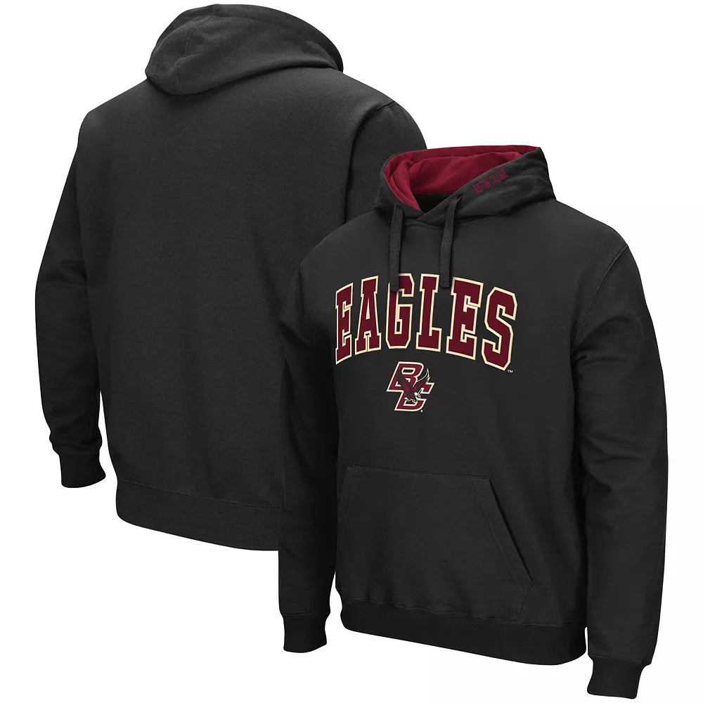 Men's Colosseum Black Boston College Eagles Arch and Logo Pullover Hoodie - Image 2
