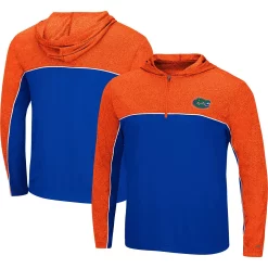 Men's Colosseum Royal/Heathered Orange Florida Gators Flick Quarter-Zip Hoodie Windshirt