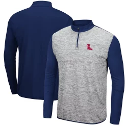 Men's Colosseum Heathered Gray/Navy Ole Miss Rebels Prospect Quarter-Zip Jacket