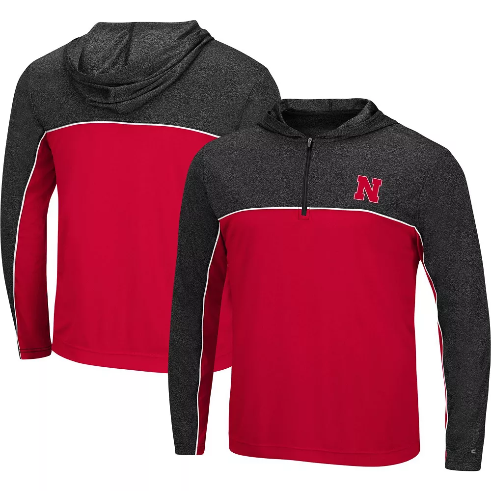 Men's Colosseum Scarlet Nebraska Huskers Flick Quarter-Zip Hoodie Windshirt - Image 2