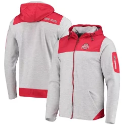 Men's Colosseum Heathered Gray/Scarlet Ohio State Buckeyes Schwartz Full-Zip Hoodie Jacket