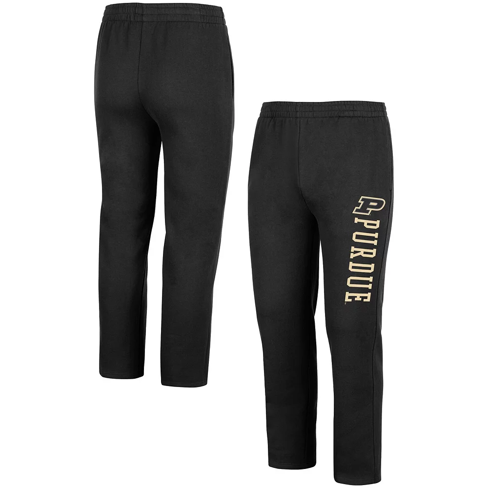Men's Colosseum Black Purdue Boilermakers Fleece Pants - Image 2