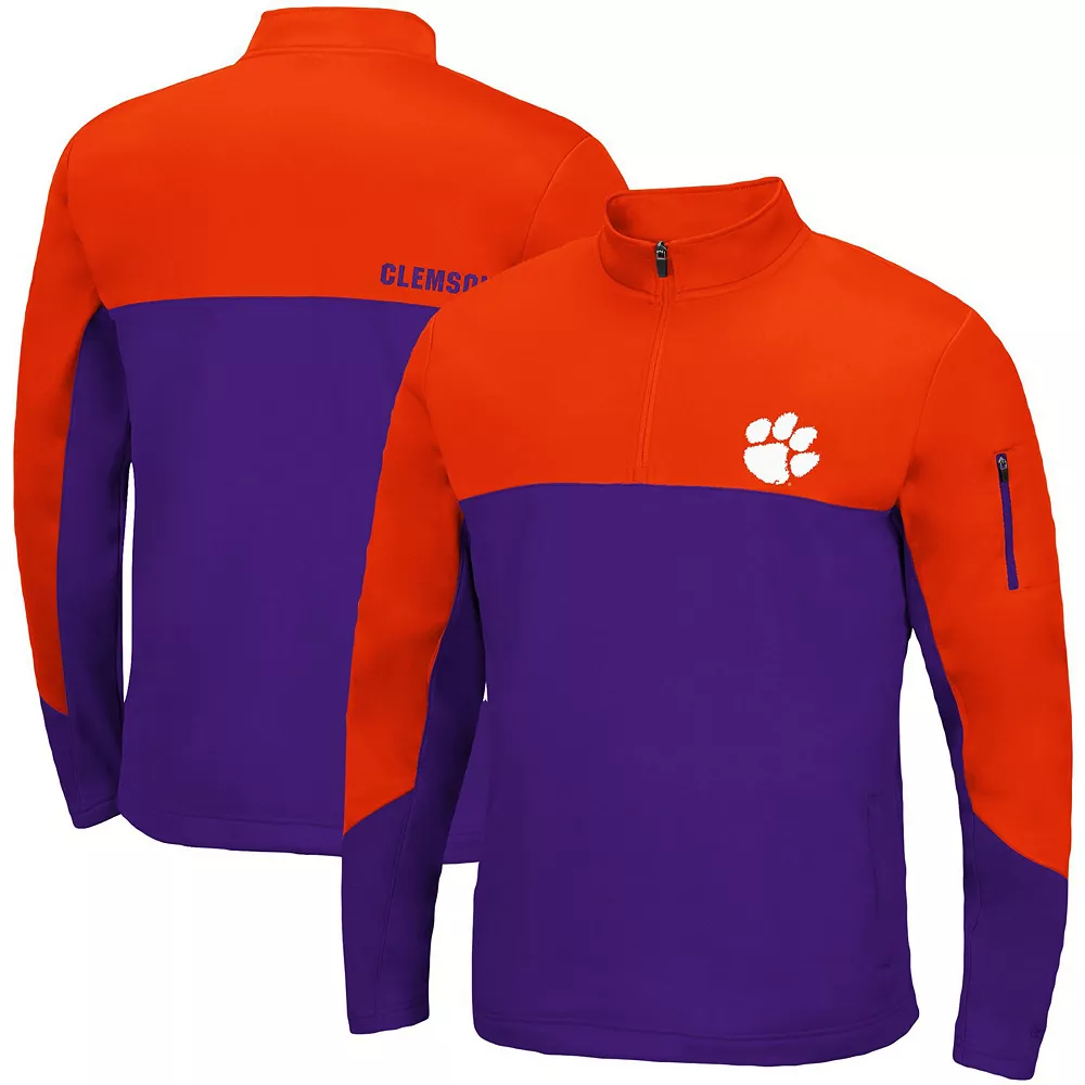 Men's Colosseum Orange/Purple Clemson Tigers Triple Dog Dare Quarter-Zip Jacket - Image 2